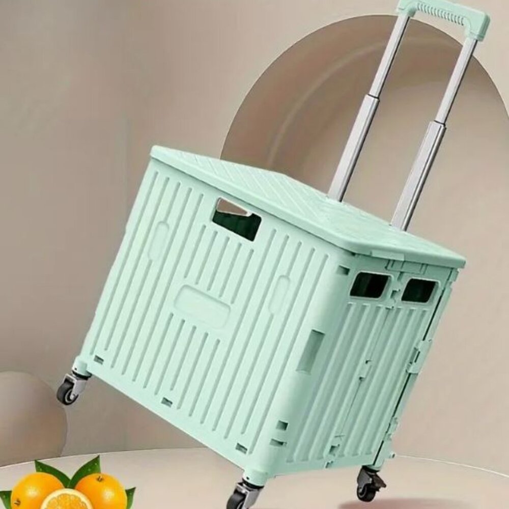 FOLDING GROCERY CART   NEW IN BOX  GREEN